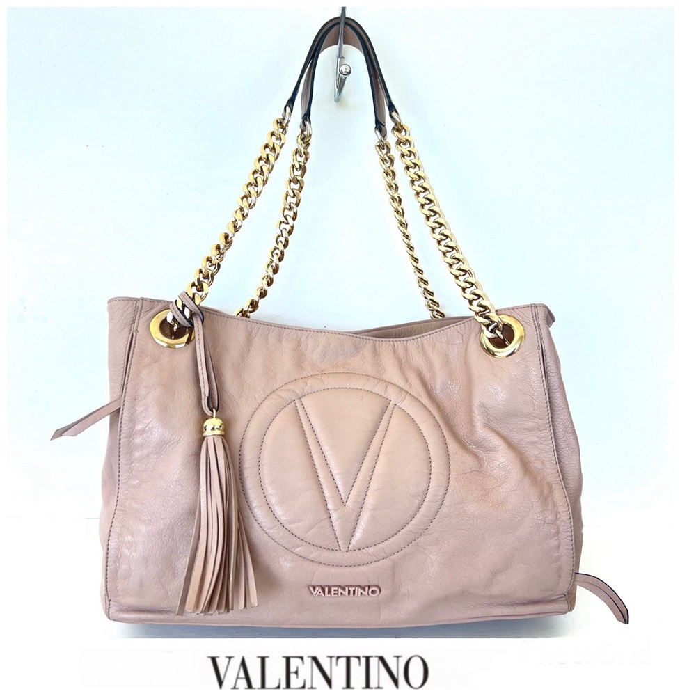 VALENTINO by Mario Valentino Luisa 2 Signature Pink Leather Large Shoulder Tote